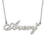 HUAN XUN Stainless Steel Heart Pendant Name Necklace Personalized Made Gifts for My Mother Avery