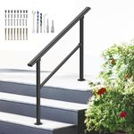 Upgrade Handrails for Outdoor Steps,Outdoor Stair Railing, Black Wrought Iron Deck Railing Kit Fits 3 Steps, Hand Railing for Stairs Outdoors with Installation Kit Hand Rails for Indoor Steps