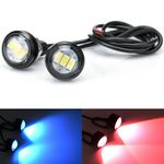 Pivalo 12W LED Eagle Eye Lamp 6000K Daytime Running Light Strobe Lamps with Flashing Handle Lights for Bikes Motorcycles Cars SUVs and Trucks (Red & Blue, Pack of 1)