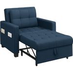 Yaheetech Sleeper Sofa Chair Bed Convertible Fabric Sofa Chair 3-in-1 Adjustable Sleep Bed Pullout Couch for Living Room/Apartment/Small Space, Blue