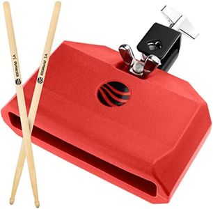 Idsworld Jam Drum Block Latin Percussion Red Plastic Musical Instrument Adjustable Mount Bracket with A5 Maple Drum Sticks Set