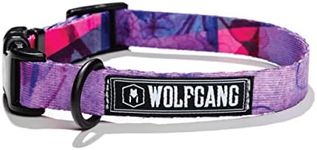 Wolfgang Adjustable Dog Collar for Small Dogs, Durable & Easy to Clean Nylon Dog Collar with Quick Clip Buckles, for Training & Daily Use Made in USA, Daydream Print, (5/8 Inch x 8-12 Inch)