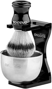 Anbbas 3IN1 Shaving Brush Set Synthetic Badger Hair with Stainless Steel Shaving Bowl,Black Acrylic Shaving Stand Holer for DE Razor Men Traditional Shave