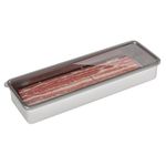 Yeasing Bacon Container Stainless Steel Airtight Cheese Container Bacon Containers for Refrigerator Food Storage Containers with Lids Deli Meat Saver Bacon Holder 10.5 Inches Long