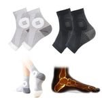 2 Pairs Neuropathy Socks for Men and Women, Neuropathy Foot Pain Relief Compression Socks (CA/US, Alpha, X-Large, Regular, Regular, Black + Grey)