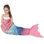 Catalonia Classy Glitter Mermaid Tail Blanket, Soft Warm Plush Fleece Sleeping Bag Snuggle Blanket for Teens 155 x 48 cm Rainbow Ombre, Fish Scale Pattern