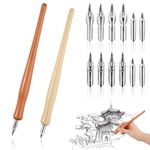 Tikplus Dip Pen, 14Pcs Comic Comic Dip Pen with 2 Pen Hold and 12 Nibs, Calligraphy Pen Set for Drawing, Writing,Lettering and Sketch Cartoon, 4 Szies Nibs