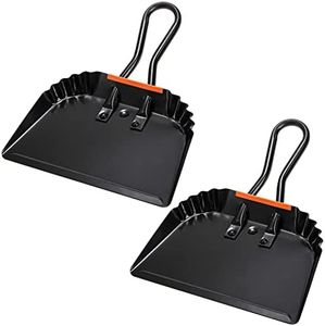 TOPZEA 2 Pack Black Metal Dustpan, 12 Inch Heavy Duty Steel Dust Pan with Handle Handheld Dustpan Wide Scooper for Indoor, Outdoor, Fireplace, Industrial and Commercial Use