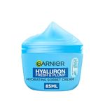 Garnier Hyaluron Fresh & Plump Hydrating Sorbet Cream, 4% Hyaluronic Acid & Niacinamide, Ultra Fresh & Light, For Dehydrated Skin, Cruelty Free International & Vegan - 85ml