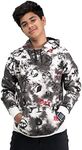 NOROZE Unisex Kids Boys Tie Dye Gaming Vibes Beach Dinosaur Skating Print pullover Hoodie Sweatshirt Girls Casual Fleece Hooded Jumper Tops (11-12 Years, Black)