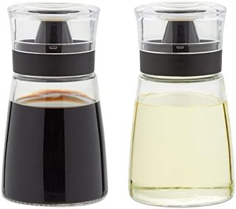 Juvale 2 Piece Small Oil and Vinegar Dispenser Set for Kitchen, Glass Cruet Bottles with No Drip Tops for Salad Dressing, Balsamic, Soy Sauce (5.5 oz)