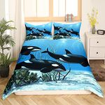 Sunnybed Killer Whale Bedding Sets Orcinus Orcas Comforter Cover The Underwater World Jellyfish Duvet Cover Set For Quilt Cover 2 Pieces Child Room Decor Double Size, Multi 25