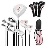 GYMAX Complete Golf Club Set for Women, 14 PCS Right Hand Golf Set with #1 Driver & #3 Fairway & #4 Hybrid & #6/#7/#8/#9/#P Irons, Putter & Head Covers, Ladies Golf Clubs Full Set (Pink)