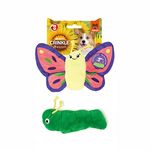 BarkButler x Fofos Butterfly-Caterpillar Reversible Dog Plush Toy, Multicolor|X-Small - Small (0-10kg) Crinkle Paper Inside|Rope Ears|for All Dog Breeds|Play, Chew, Fetch