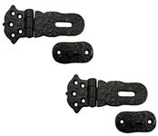 Adonai Hardware "Paran" Heavy Duty Antique Cast Iron Safety Locking Hasp and Staple(4" x 2 Pack, Matte Black) for Vintage Pirates Treasure Chest, Trunks, Wooden Jewelry Box, Cases