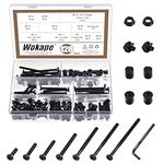 Wokape 128Pcs Crib Hardware Screw Kit Contains 42Pcs M6x20/30/40/50/60/70/80mm Hex Socket Head Cap Bolt, 85Pcs Zinc Plated M6x10/12mm Barrel Nuts, 1Pc Allen Wrench for Furniture, Cots, Crib Screws