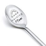 Best Mom Mothers Day Gifts for Women Tea Spoons - Good Morning Mom Christmas Birthday Gifts from Daughter Sons, Cute Engraved Cereal Coffee Serving Spoons Gifts for Mom Mother Grandmother Gift Ideas