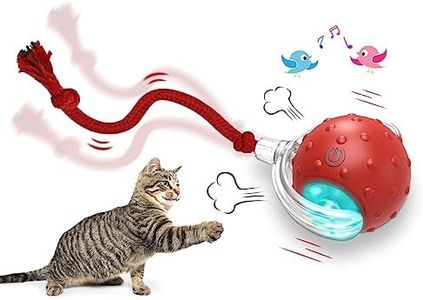 Giociv Interactive Cat Toys Ball for Indoor Cats Fast Rolling on Carpet, Chirping & Motion Activate Cat Toys (Red)