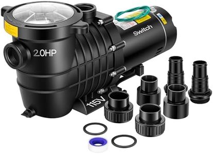 VIVOHOME 2.0HP 6500 GPH 115V Pool Pump, Self-Priming Energy Saving, 1.25" & 1.5" & 2" Inlet w/Strainer Basket for In/Above Ground Pools