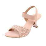 Mochi Women Rose Gold Stiletto Beaded Fashion/Ethnic Sandal UK/4 EU/37 (35-1053)