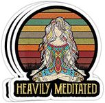 GrayFoxxy Womens Heavily Meditated Yoga Funny Gift Decorations - 4x3 Vinyl Stickers, Laptop Decal, Water Bottle Sticker (Set of 3)