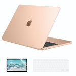 EooCoo Compatible with MacBook Air 13 inch Case 2021 2020 2019 2018 Release A2337 M1 A2179 A1932 with Retina Display, Air 13.3 inch Case + TPU Keyboard Skin+ Screen Protector,Frosted Gold