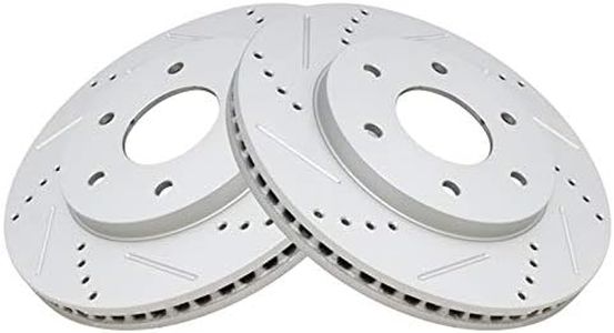 TRQ Front Performance Brake Rotor Drilled Slotted Pair Set for 2005 Nissan Armada / 2004 Nissan Pathfinder Armada / 2004-2005 Infiniti QX56 / 2004-2005 Nissan Titan