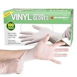 Pack of 100 Powder Free Vinyl Disposable Gloves - Suitable for Work, Garage, Medical, Hygiene & Cleaning, Clear | Medical, Food, Multi Use, Non Sterile | Personal Protection Safety (Clear, Large)