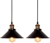 Newrays Industrial Retro Black Iron Kitchen Restaurant Bar Balcony Hanging Pendant Light (2 Pack)