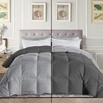 RAJVEER TEXTILE 350 GSM Microfiber Reversible Comforter Single Bed Blanket/Rajai/Quilt/Dohar (60"x 90") Restful Sleep Box Stitch Comforter for Single Bed Silver/Dark Grey Color