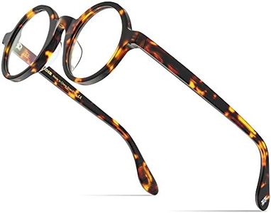 HEPIDEM Acetate Men Vintage Round Optical Glasses Frame Spectacles Eyeglasses Zolman (Leopard Big)