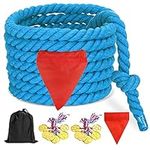 CWLAKON Tug of War Rope for Kids Adults, Sports Day Kit Outdoor Games, Birthday Party Game, Outside Yard Backyard Lawn Field Day Family Reunion Easter Carnival Games, 12M, Blue