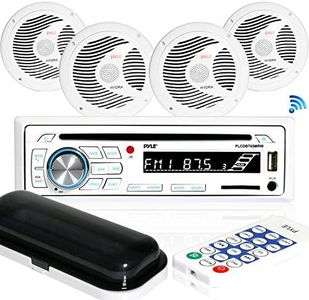 Pyle Marine Stereo Receiver Speaker Kit - In-Dash LCD Digital Console Built-in Bluetooth & Microphone 6.5” Waterproof Speakers (4) w/ MP3/USB/SD/AUX/FM Radio Reader & Remote Control -PLCDBT85MRW