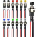 Gebildet 12pcs 7mm 3V-6V-12V-24V-230V/1A Prewired Mini Momentary Push Button,SPST Nomal Open ON/Off 2 Pin Round Button for Model Railway Hobby