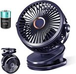 10000Mah Clip on Fan, Small Desk Stroller Fan Battery Operated with Rechargeable USB & Clip, 4 Speed 720 Rotation Portable Quiet Fan, Perfect for Baby Stroller, Traveling, Office