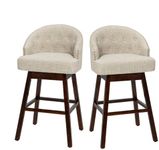 GiantexUK Set of 2 Bar Stools, Upholstered Swivel Kitchen Barstools with Padded Backrest & Rubber Wood Legs, Breakfast Stools for Living Room, Dining Room and Office