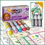 IIDOTS Dot Markers Toddlers Kids 8 Colors Jumbo 60 ml Water Based Non Toxic Fun Art & Craft Supplies | Metallic Shimmer Dab 18 mm With 40 Printed Worksheets & 350+ Theme Based E-Sheets