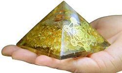 Jet Citrine Orgone Metatron Pyramid 2.5 inch EMF Harmonizer Energy 3rd Eye Activation Meditation Vastu Healing Gemstone Chakra Balancing Crystal Grid Jet Crystal Therapy IMAGE IS JUST A REFERENCE