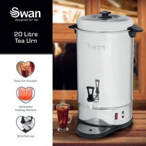 Swan 20L Tea Urn – Stainless Steel Hot Water Dispenser