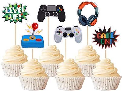 Xsstarmi 36 Pack Video Game Cupcake Toppers Game On Controllers Cupcake Picks GamePad Cake Decorations for Game Theme Baby Shower Kids Birthday Anniversary Party Decorations Supplies