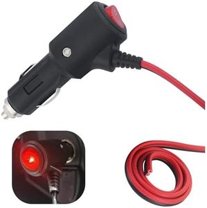 12 Volt Cigarette Lighter Plug Male,16AWG Cigarette Lighter Adapter Built-in 15A Fuse with Switch Button & LED Light,Interior Car Accessories Car Charger Plug with 1.64Ft Cable (1.64Ft)