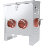 Automatic Chicken Feeder No Waste, Metal Poultry Feeder Large Capacity 25lbs, 4 Port Weatherproof Design with Pull Handle for Chickens Geese Ducks Turkeys Quails