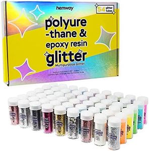 Hemway 54 Glitter Tube Glitter Crystal Box for Polyurethane and Epoxy Resin, Craft, Nail, Jewellery, Art Supplies, Decoration, Shaker Tubes - (54 x 0.34oz/9.6g)