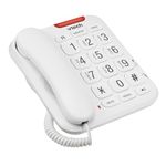 VTech CL1100 Corded Landline House Phone with Big Button, Visual Ring Indicator, Speed Dial, Handsfree Speakerphone, No AC Power Needed, Hearing Aid Compatible