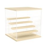 Nynelly 5-Tier Clear Acrylic Display Case Display Box Display Stand with Door,Countertop Display Case for Collectible Mini Action Figure,Dustproof Storage Organizer(Wood Top,Base,Step)