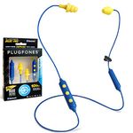 Plugfones Basic Pro Wireless Bluetooth in-Ear Earplug Earbuds - Noise Reduction Headphones with Noise Isolating Mic and Controls (Blue & Yellow)