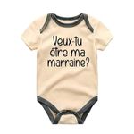 KiddiePro Veux-tu être ma marraine Unisex Baby Bodysuit French Godmother Baby Clothes Cache couche bébé Demande de marraine Pregnancy Announcement Baby Shower Gift