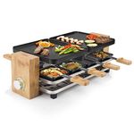 Princess 01.162910.02.001 Raclette Pure 8-UK, Bamboo and Black, 1200 W