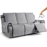 TAOCOCO Recliner Sofa Slipcover Couch Covers for 3 Cushion Couch, Pet Sofa Cover for 3 Seat Recliner Sofa, Washable Reclining Furniture Protector with Elastic Straps(3 Seater, Light Gray)