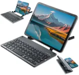 QUZZZRING Foldable Keyboard with Universal Stand,Bluetooth Keyboard for iPhone for iPad for Mac for Android for Windows for iOS,Holder for Any Brand Any Size Phone&Folding Screen Phone&Tablet(Gray)